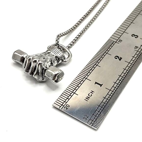 Men Stainless Dumbbell Workout Necklace Exercise Fitness Bodybuilding Birthday Gift
